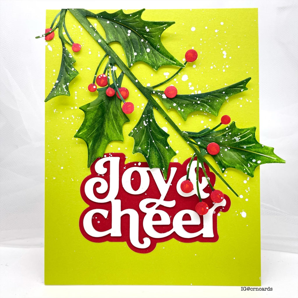 Simon Says Stamp Narrow Holly Cluster Wafer Die s1047 Sugar and Spice Holiday Card