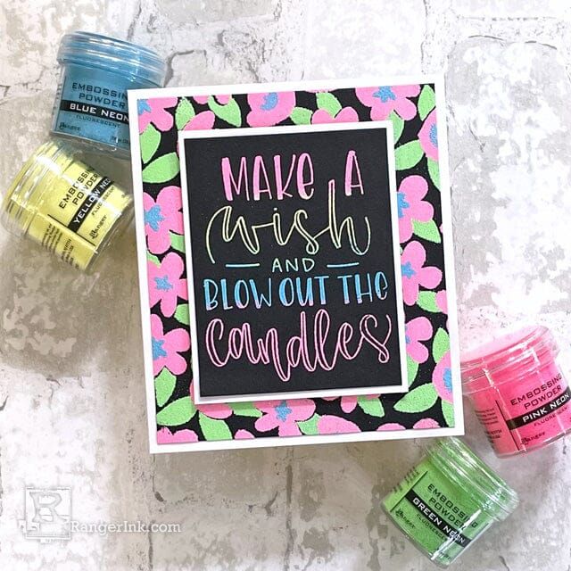 Ranger Embossing Powder Blue Neon epj79057 Bright Birthday Card | color-code:ALT01