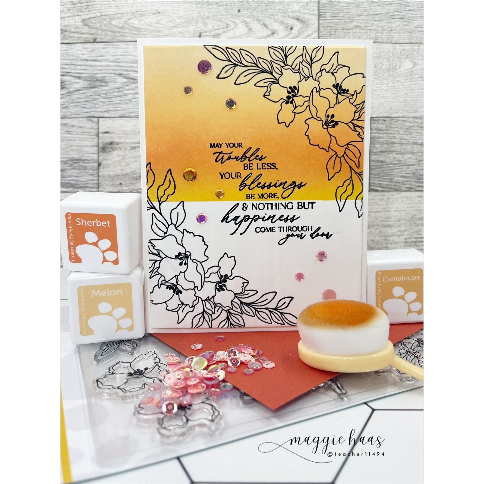 Simon Says Stamp Embellishment Mix Neon Peach 0525np Moments in Time Happiness Card