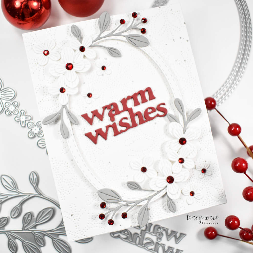 Simon Says Stamp Nested Stitched Ovals Wafer Dies 1495sd DieCember Holiday Card