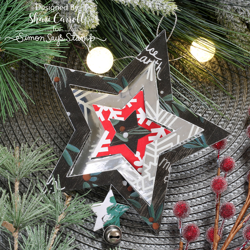 Simon Says Stamp Nested Stars Wafer Dies 1385sd And Everything Nice Upcycled Wrapping Paper Ornaments | color-code:ALT01