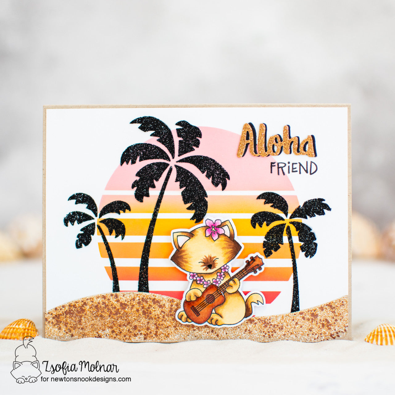 Newton's Nook Designs Aloha Newton Clear Stamps 20160702 sunset