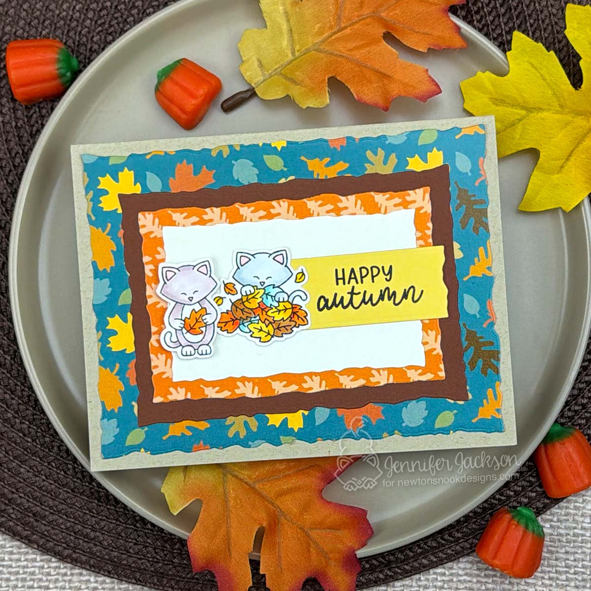 Newton's Nook Designs Autumn Cats Dies nn2609d01 happy autumn card