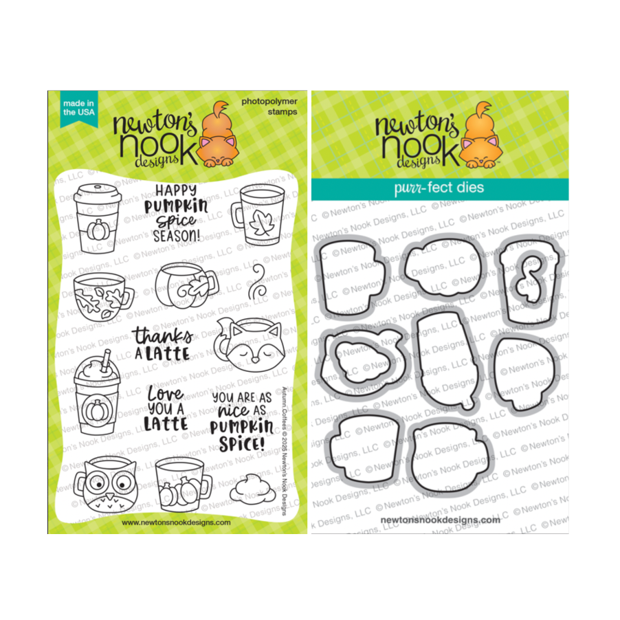 Newton's Nook Designs Autumn Coffees Clear Stamp and Die Set