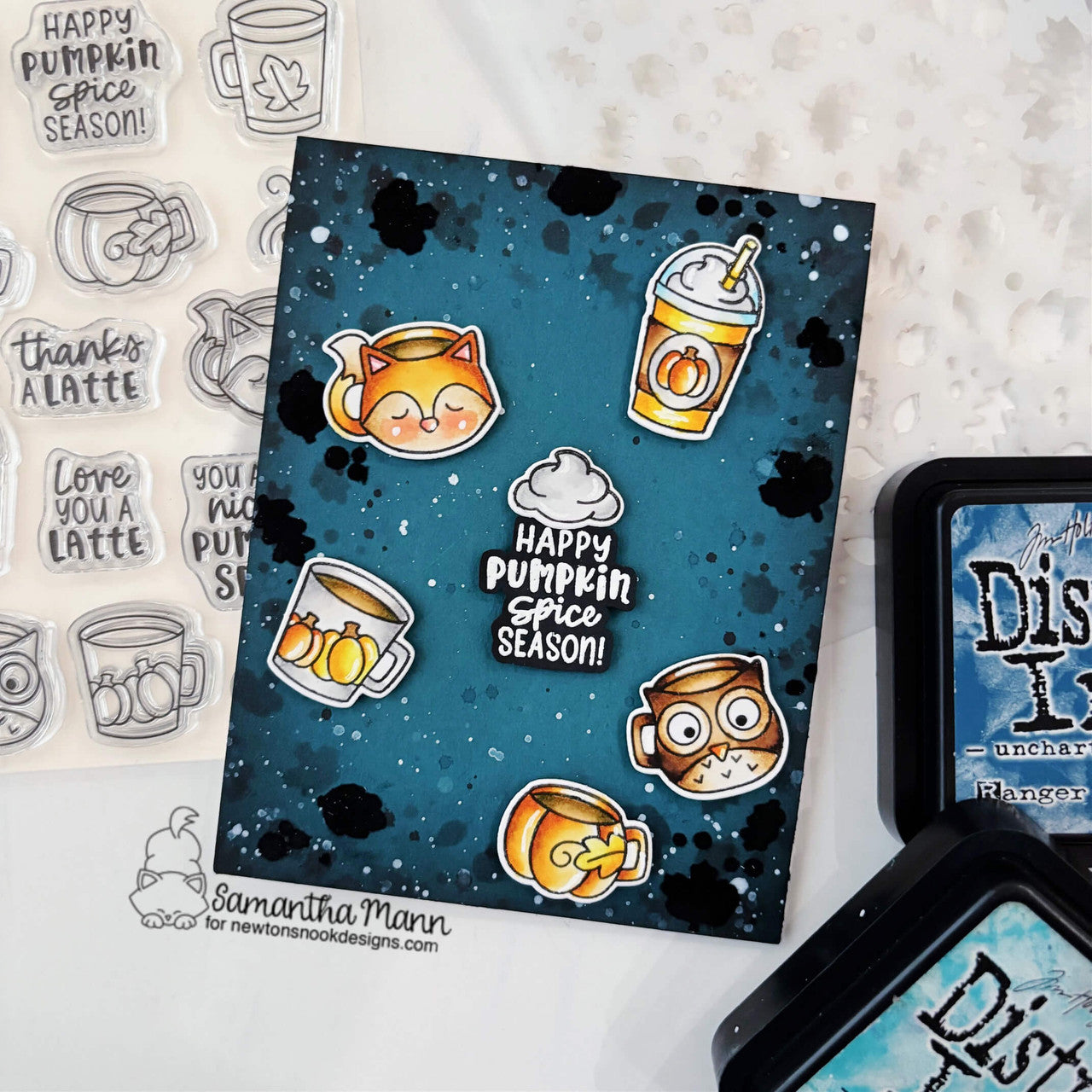 Newton's Nook Designs Autumn Coffees Clear Stamps nn2509s01 owl