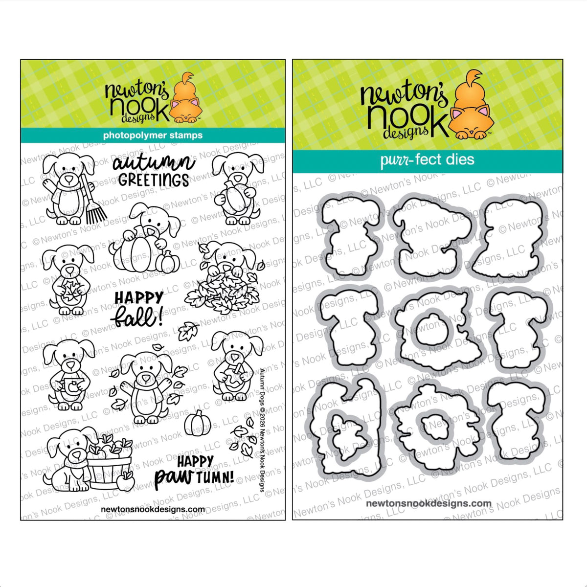 Newton's Nook Designs Autumn Dogs Clear Stamp and Die Set