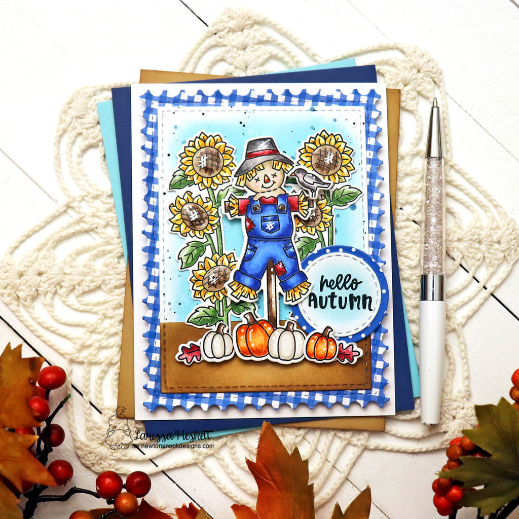 Newton's Nook Designs Autumn Fields Clear Stamp and Die Set sunflowers