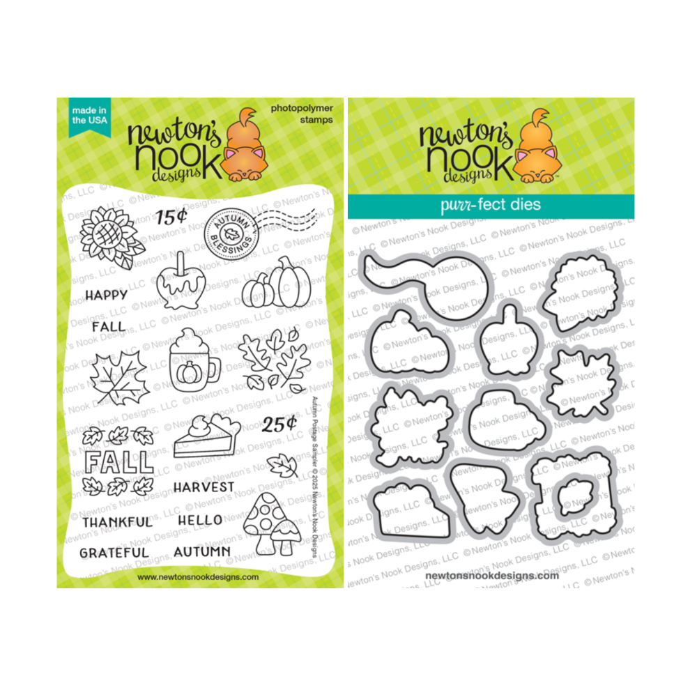 Newton's Nook Designs Autumn Postage Sampler Clear Stamp and Die Set