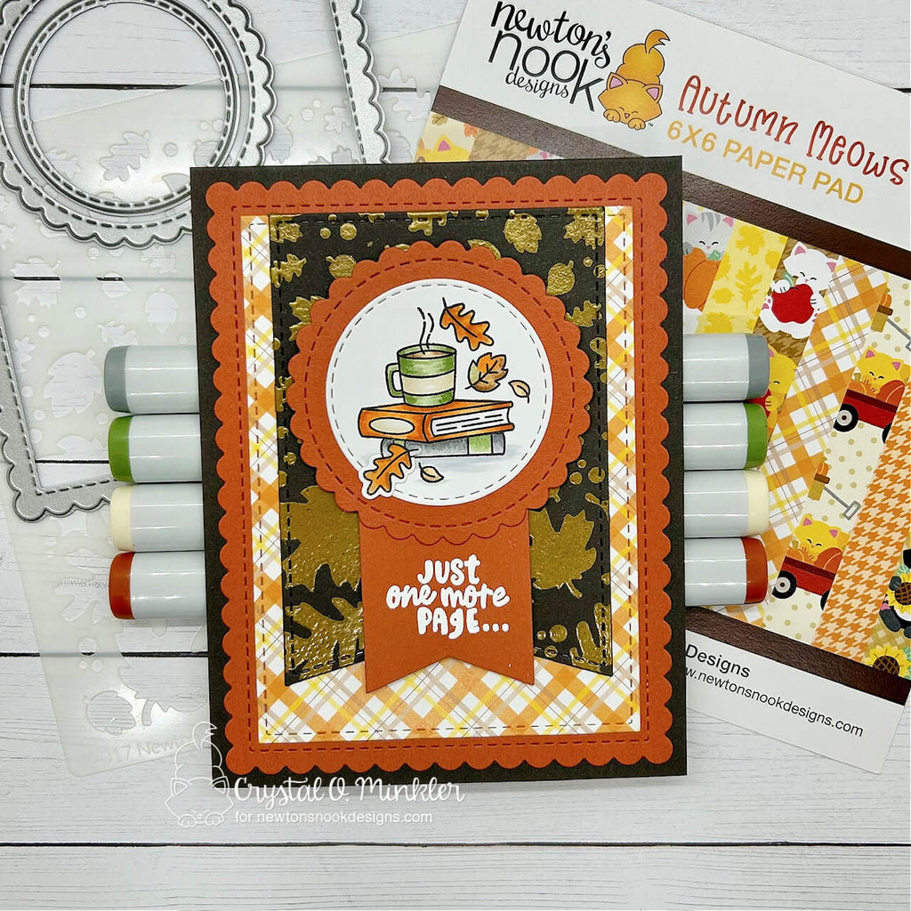 Newton's Nook Designs Autumn Reads Clear Stamps nn2409s04 leaves