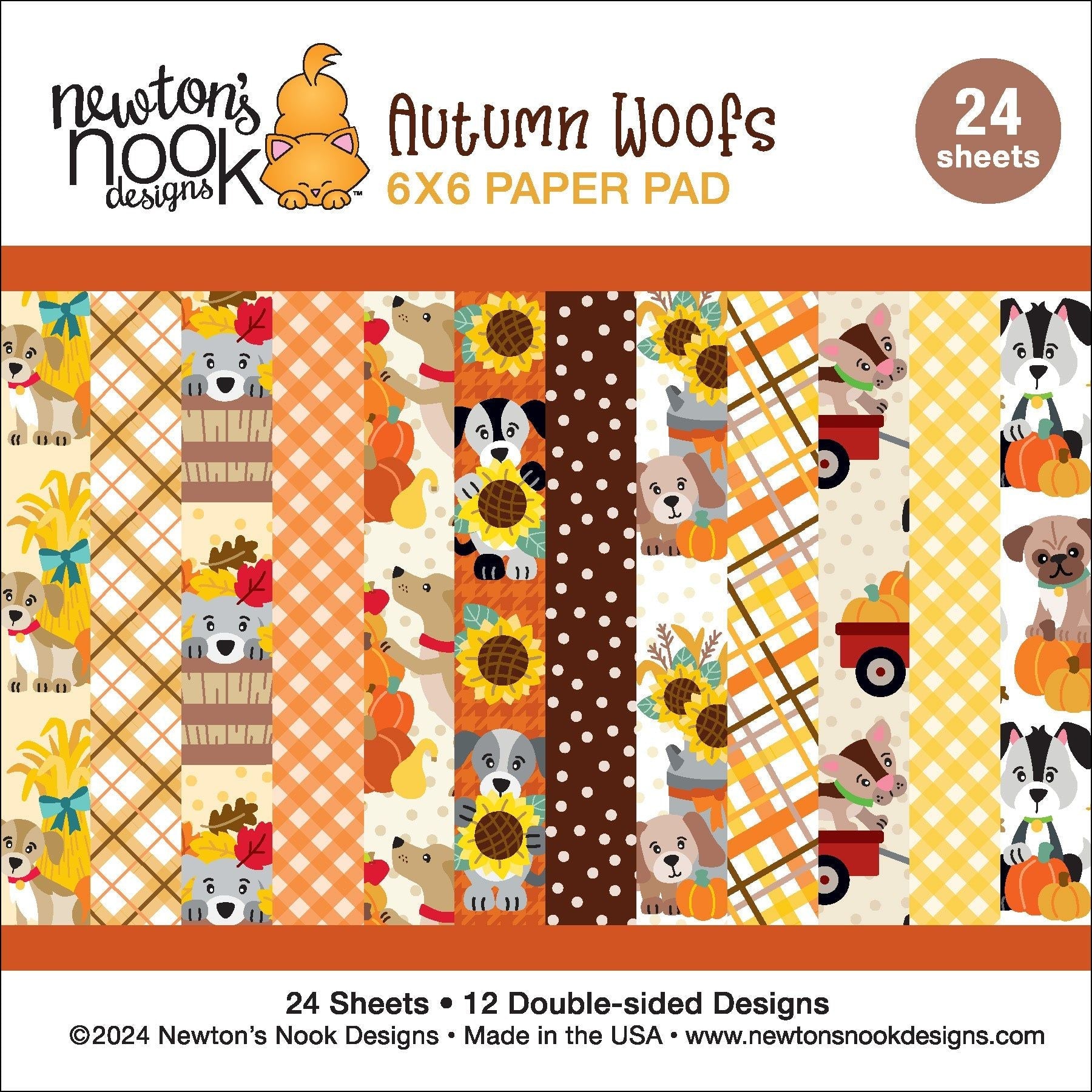 Newton's Nook Designs Autumn Woofs 6 x 6 inch Paper Pad nn2409p02