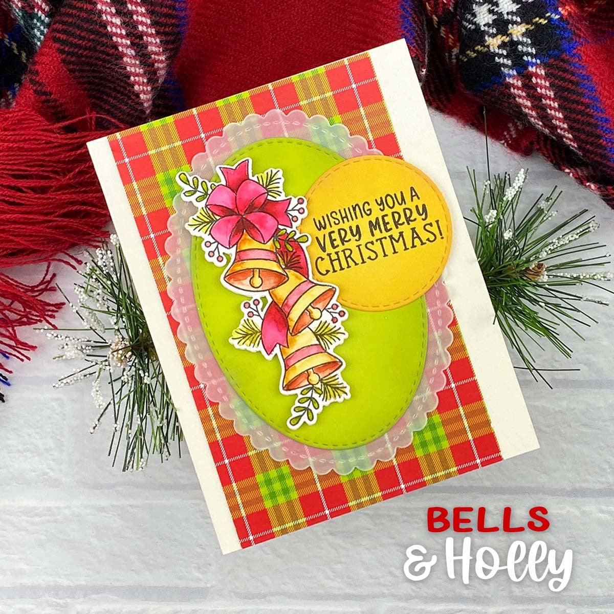 Newton's Nook Designs Bells and Holly Clear Stamps nn2310s04 merry christmas