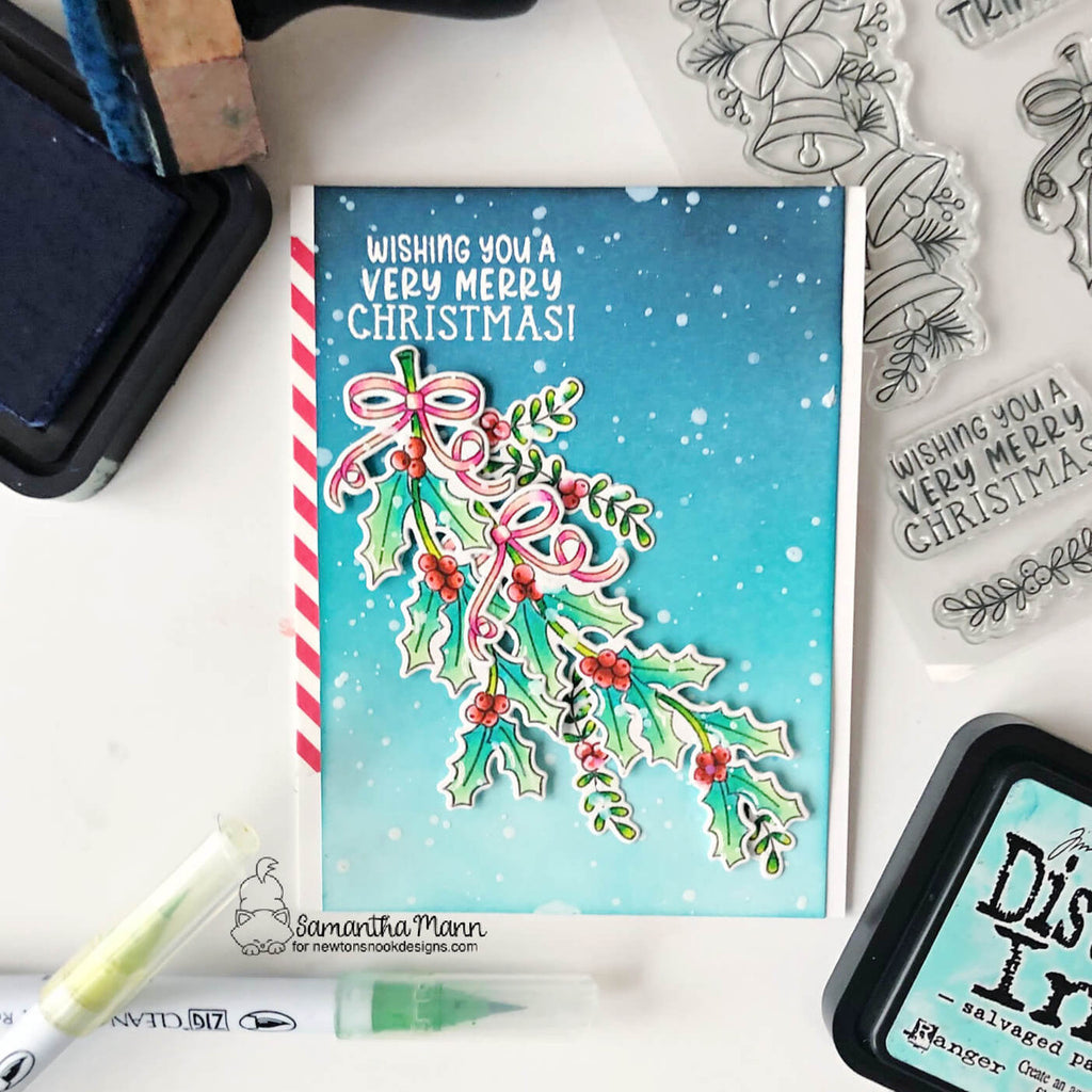 Newton's Nook Designs Bells and Holly Clear Stamps nn2310s04 snowflakes