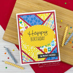 Newton's Nook Designs Birthday Greetings Clear Stamps nn2608s01 colorful patterns background card