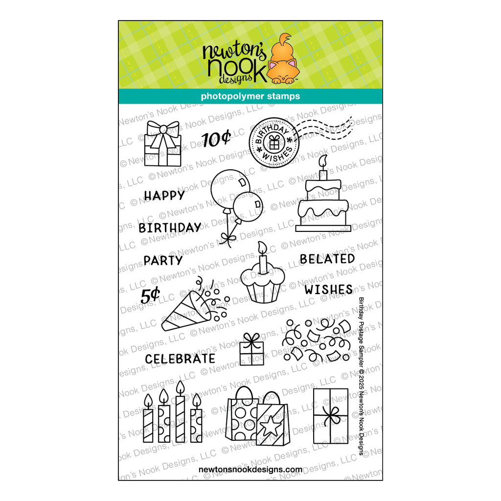 Newton's Nook Designs Birthday Postage Sampler Clear Stamp and Die Set image