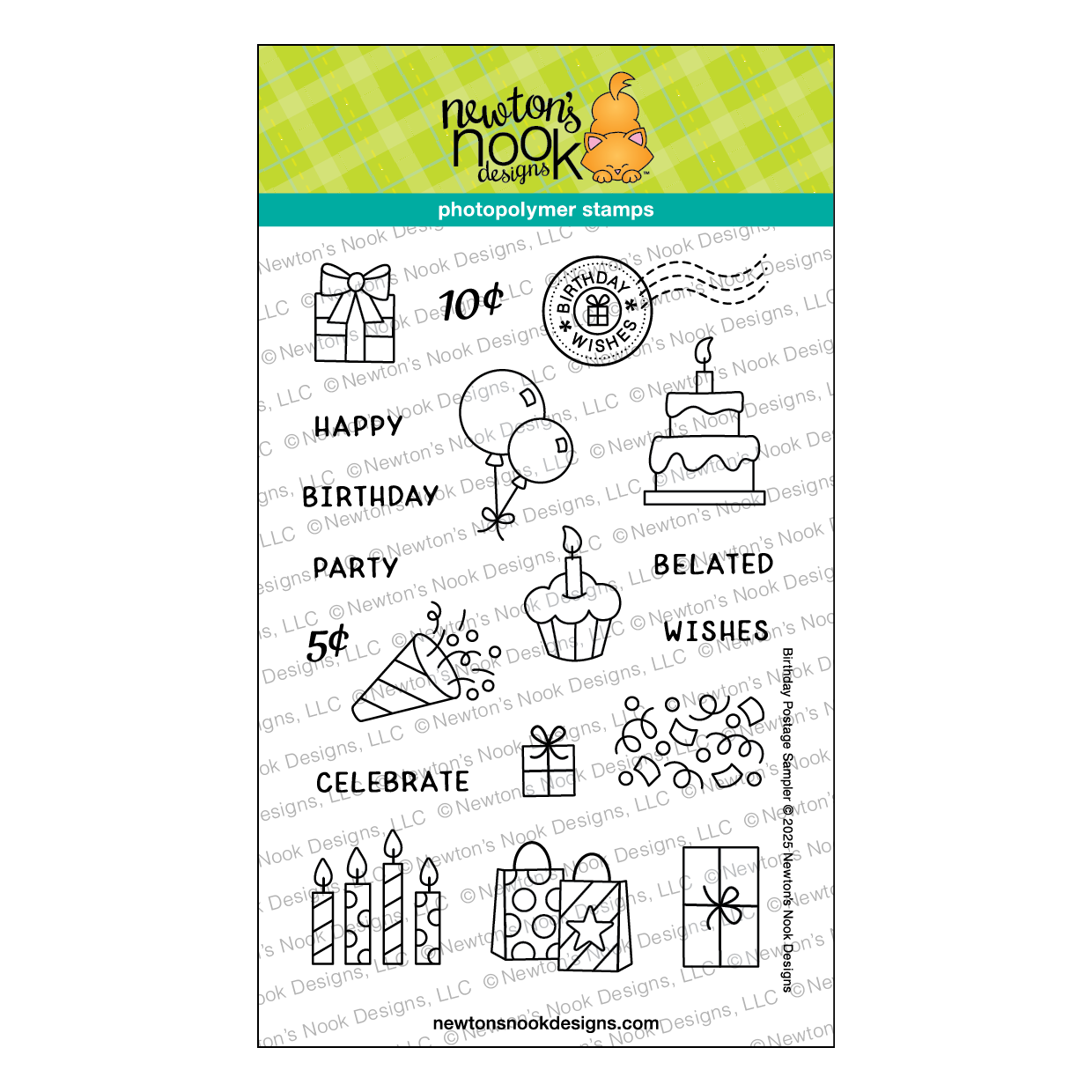 Newton's Nook Designs Birthday Postage Sampler Clear Stamps nn2507s03 1