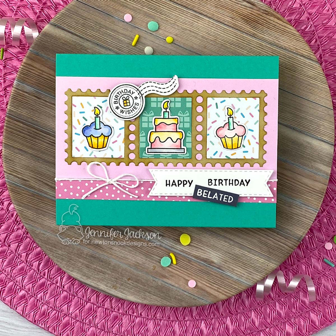 Newton's Nook Designs Birthday Postage Sampler Clear Stamps nn2507s03 cupcakes