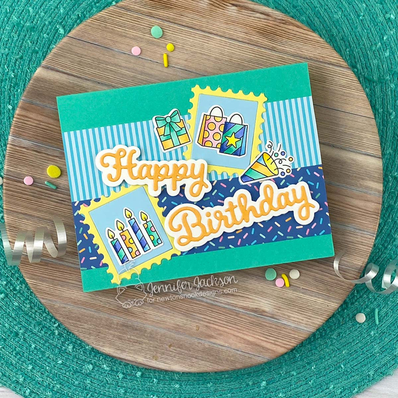 Newton's Nook Designs Birthday Postage Sampler Clear Stamps nn2507s03 happy birthday