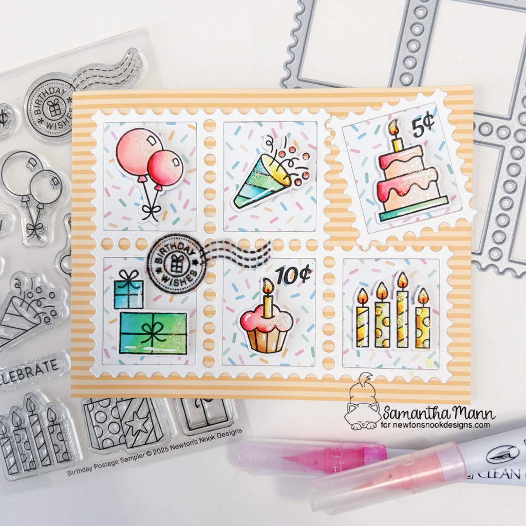 Newton's Nook Designs Birthday Postage Sampler Dies nn2507d03 confetti