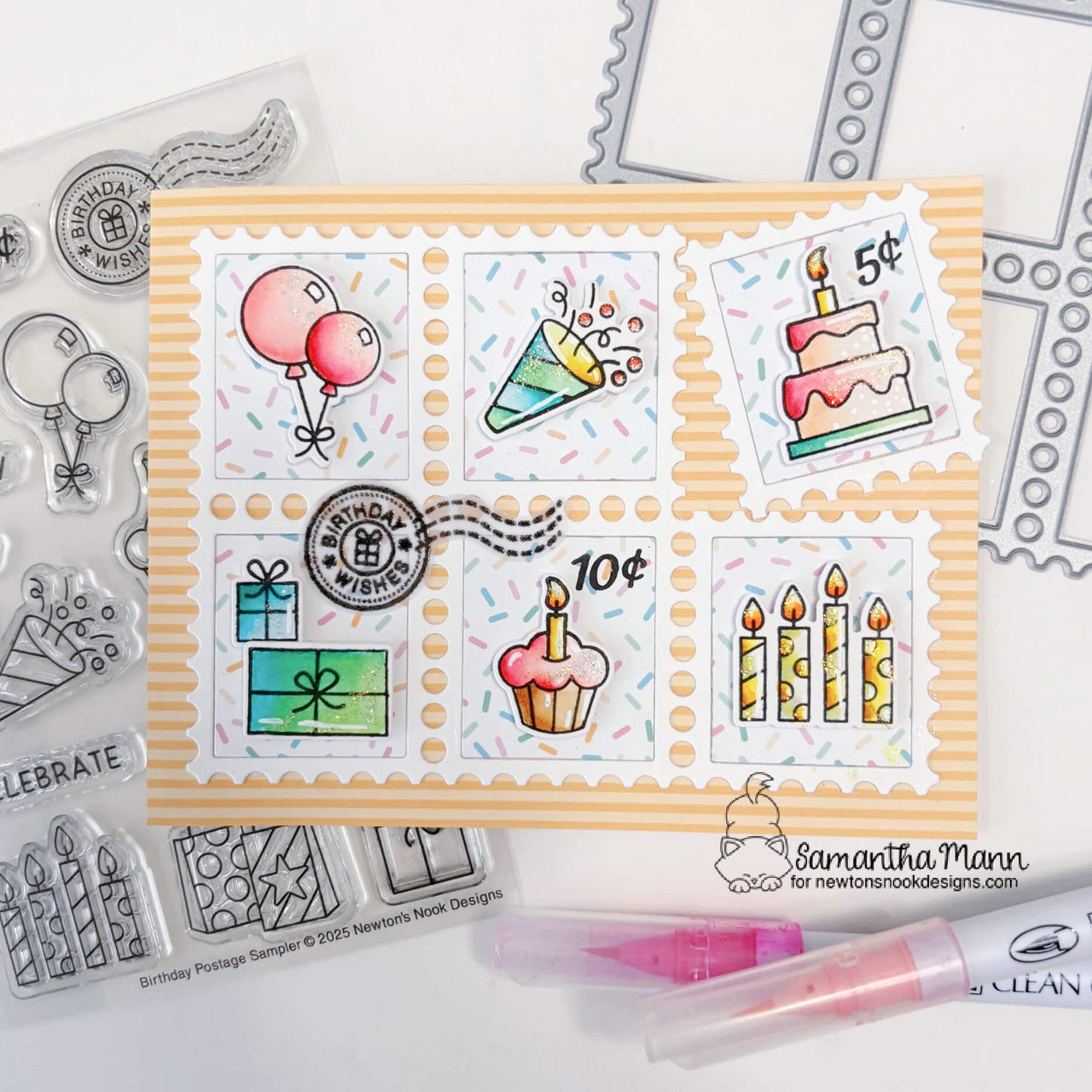 Newton's Nook Designs Birthday Postage Sampler Dies nn2507d03 confetti
