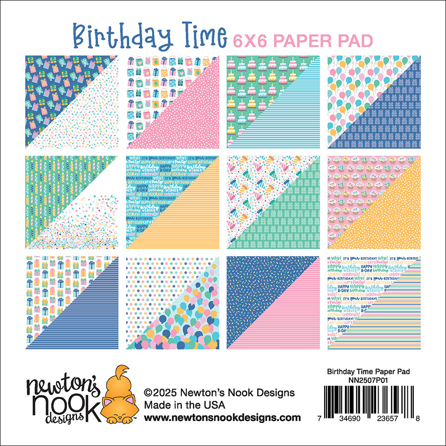 Newton's Nook Designs Birthday Time 6x6 inch Paper Pad nn2507p01 product image