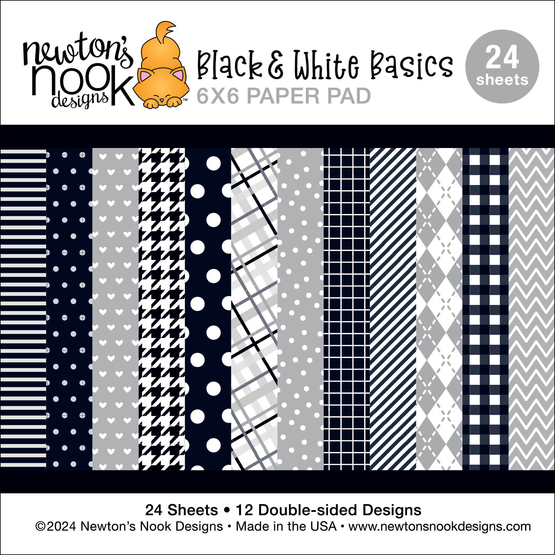 Newton's Nook Designs Black & White Basics 6 x 6 inch Paper Pad nn2407p02