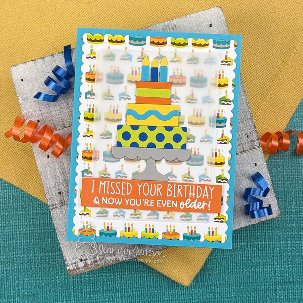 Newton's Nook Designs Cake Builder Dies nn2608d04 belated birthday card
