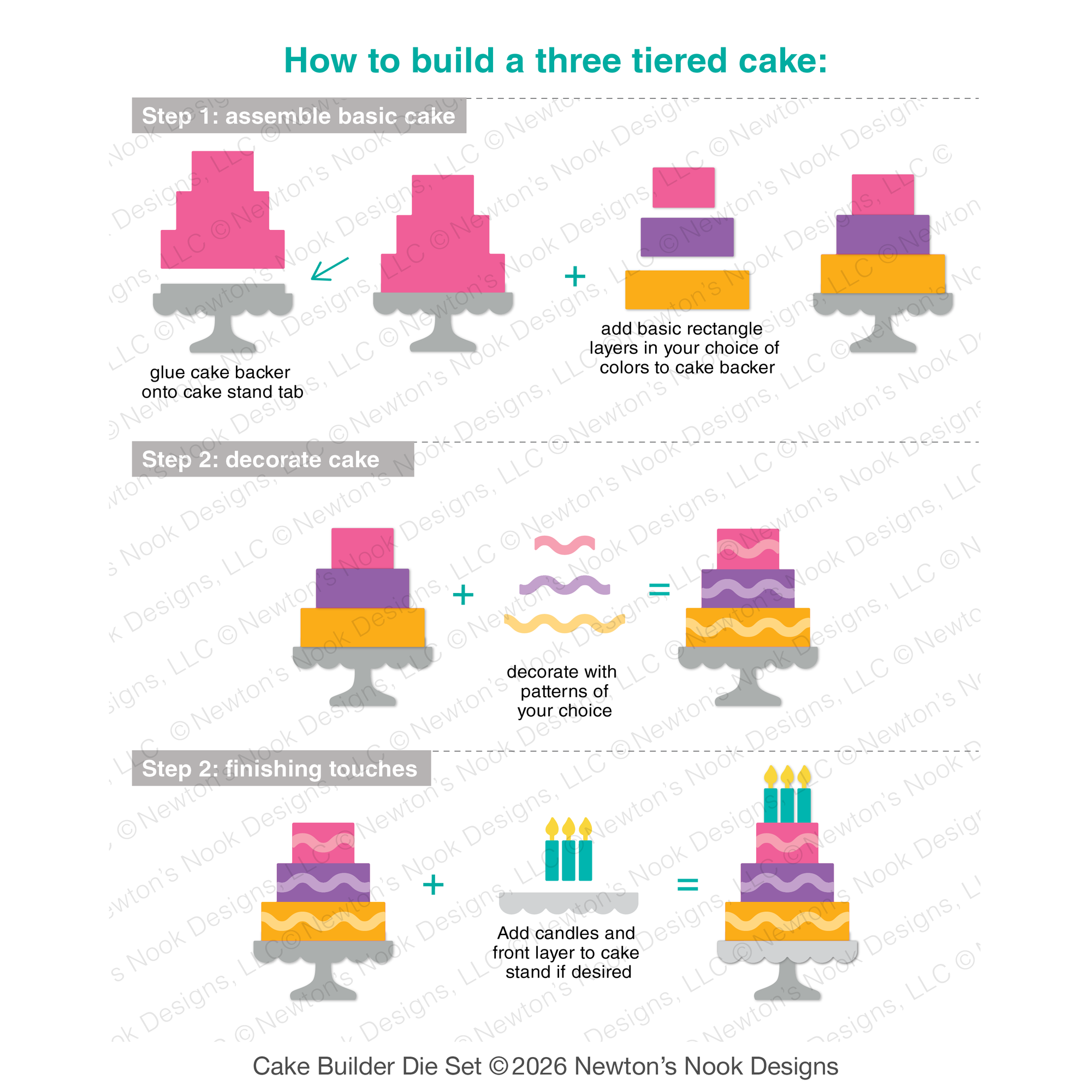 Newton's Nook Designs Cake Builder Dies nn2608d04 guide to build three tiered cake