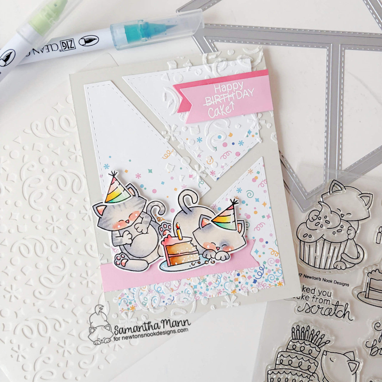 Newton's Nook Designs Card Layout 4 Die nn2507d05 cute cats