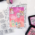 Newton's Nook Designs Cat Birthday Party Clear Stamps nn2507s01 pink