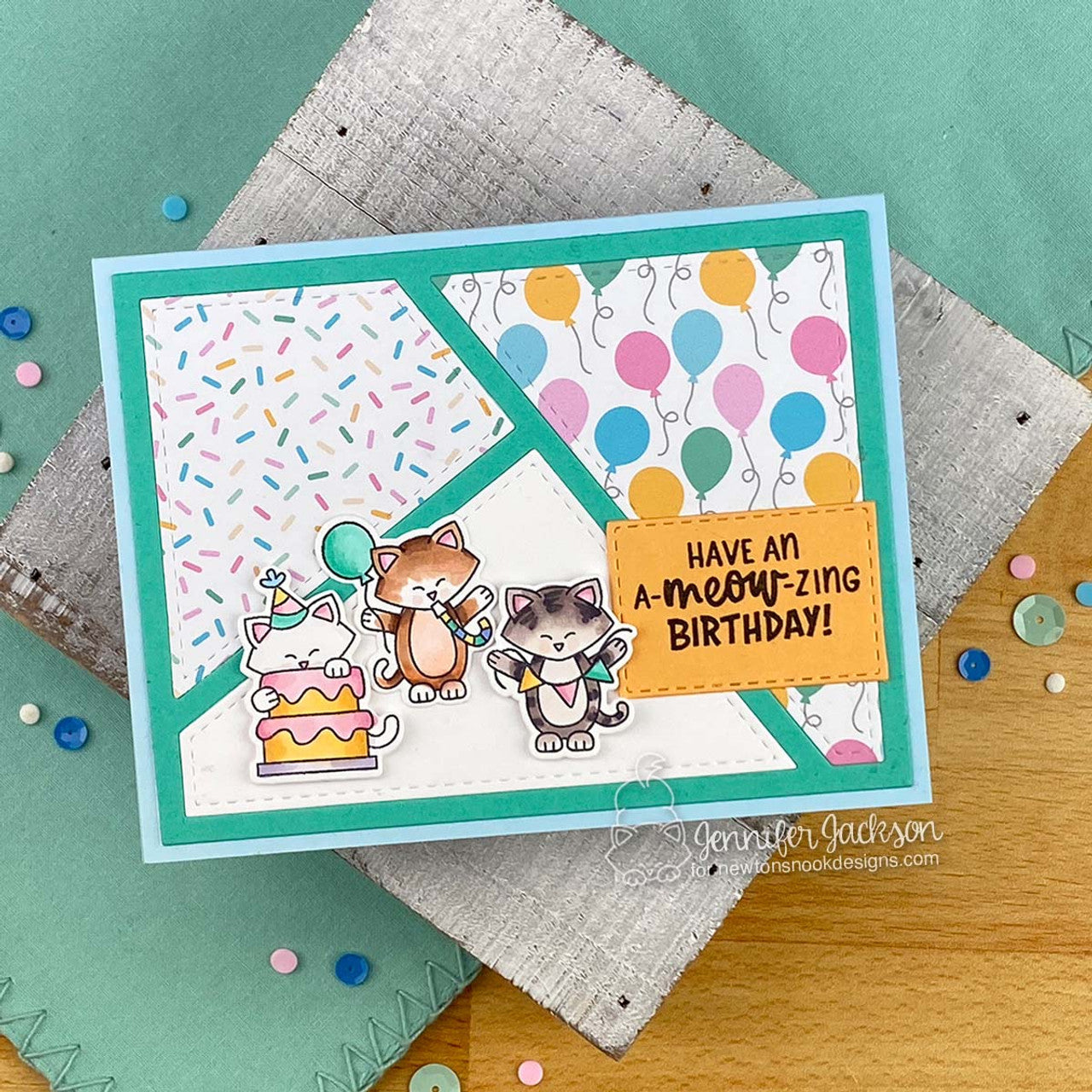 Newton's Nook Designs Cat Birthday Party Dies nn2507d01 balloons