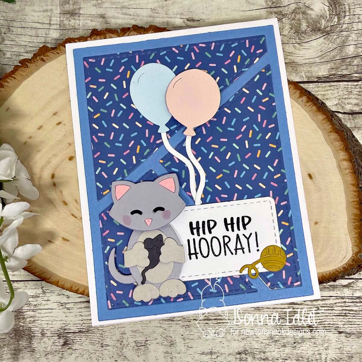 Newton's Nook Designs Cat Builder Dies nn2608d01 balloons confetti card