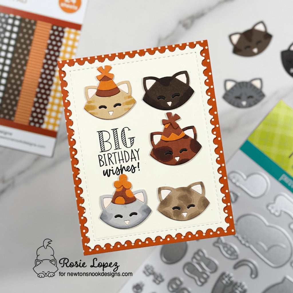 Newton's Nook Designs Cat Builder Dies nn2608d01 big birthday wishes card
