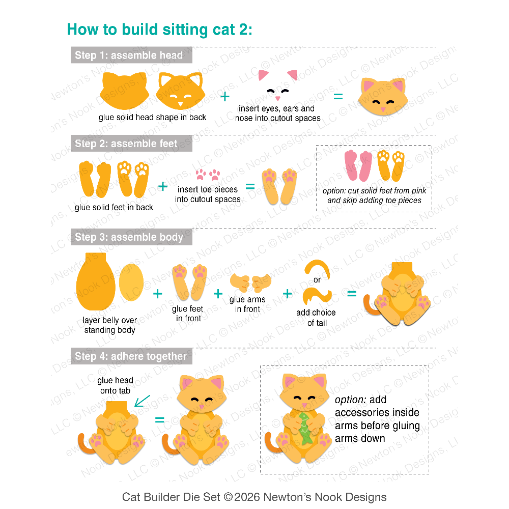 Newton's Nook Designs Cat Builder Dies nn2608d01 sitting cat guide
