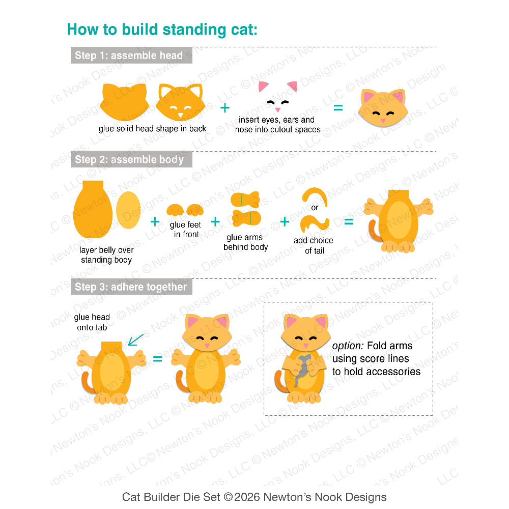 Newton's Nook Designs Cat Builder Dies nn2608d01 standing cat guide