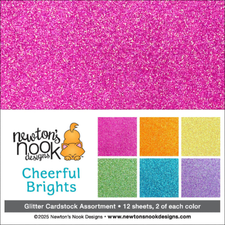 Newton's Nook Designs Cheerful Brights 6x6 inch Glitter Paper Pack nn2502p01