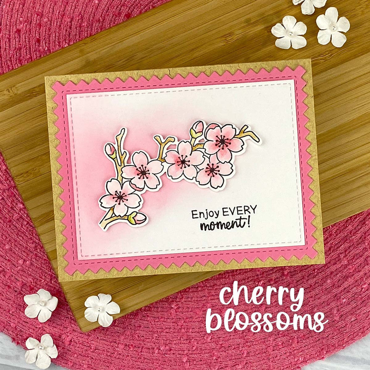 Newton's Nook Designs Cherry Blossom Clear Stamps nn2404s03 enjoy