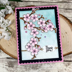 Newton's Nook Designs Cherry Blossom Clear Stamps nn2404s03 thank  you