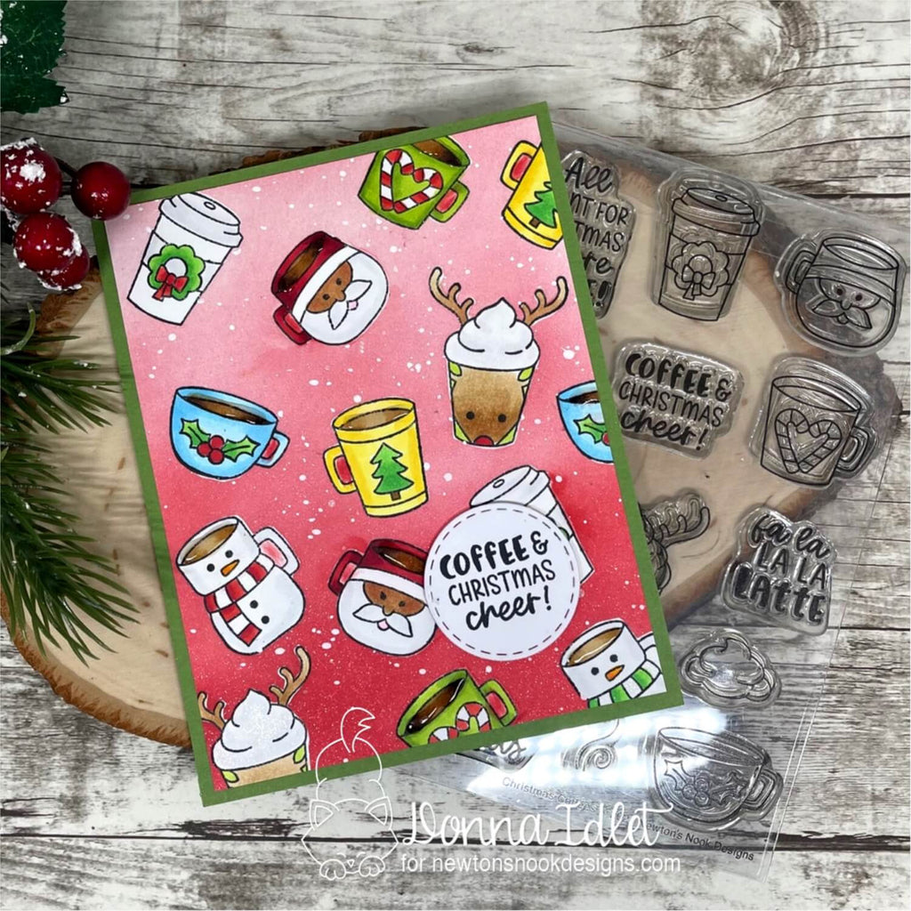 Newton's Nook Designs Christmas Coffees Clear Stamp and Die Set mugs