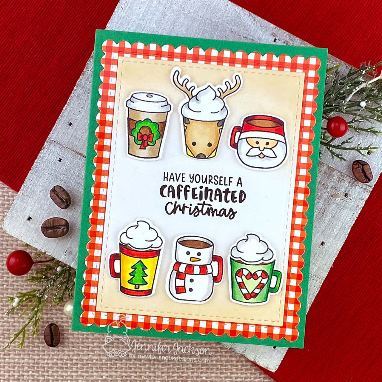 Newton's Nook Designs Christmas Coffees Clear Stamps nn2410s02 reindeer