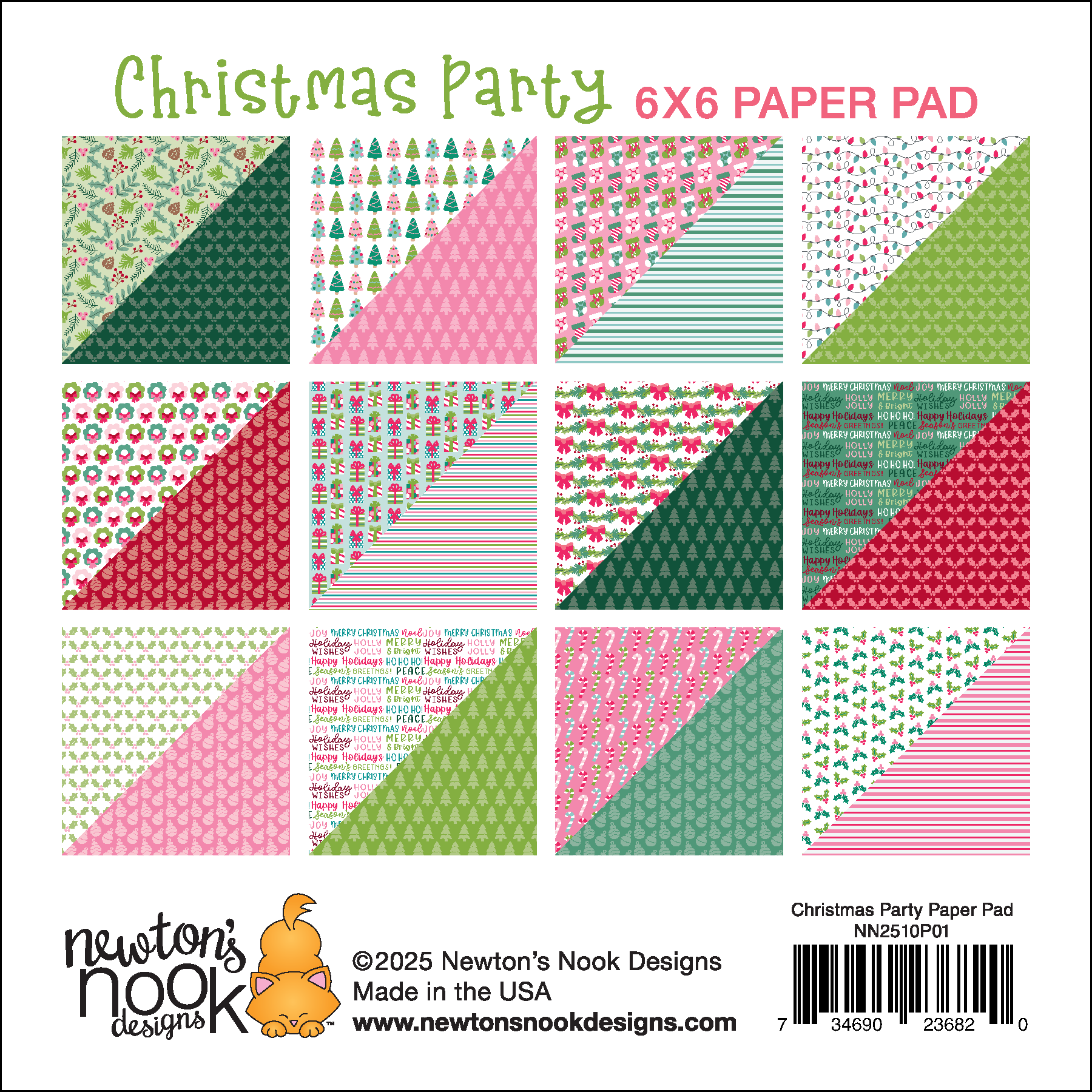 Newton's Nook Designs Christmas Party 6 x 6 inch Paper Pack nn2510p01 image 1