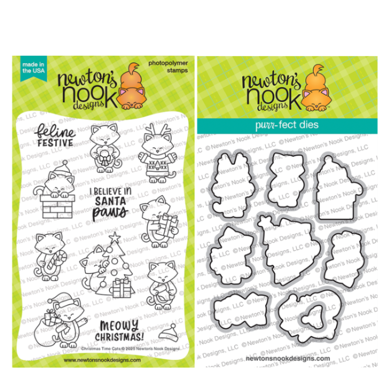 Newton's Nook Designs Christmas Time Cats Clear Stamp and Die Set