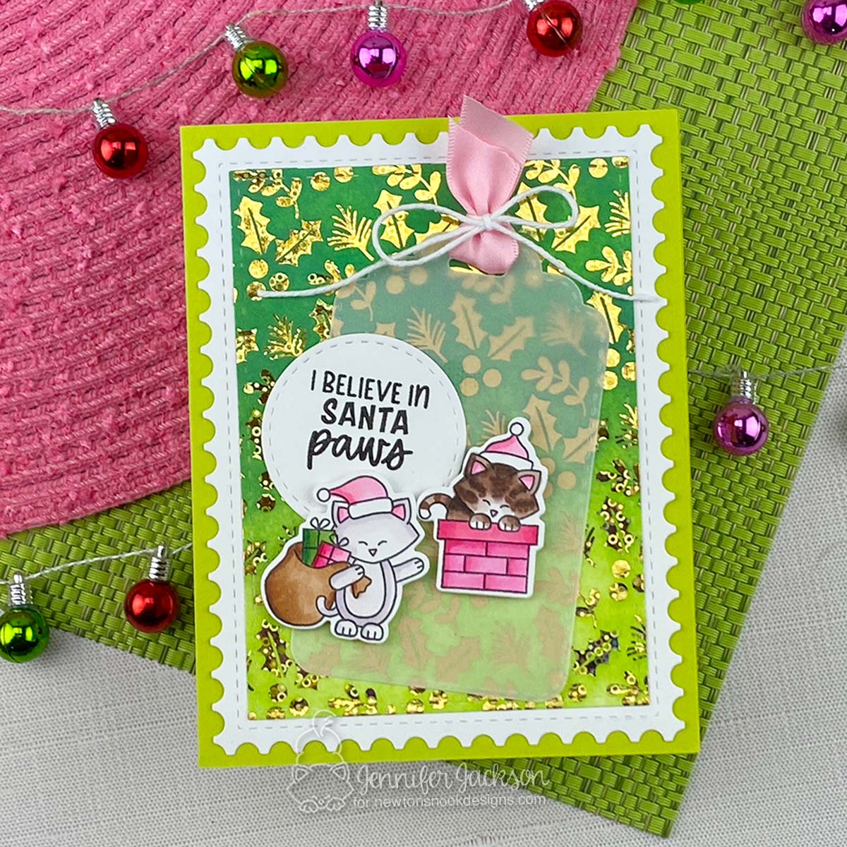 Newton's Nook Designs Christmas Time Cats Dies nn2510d01 pink bow