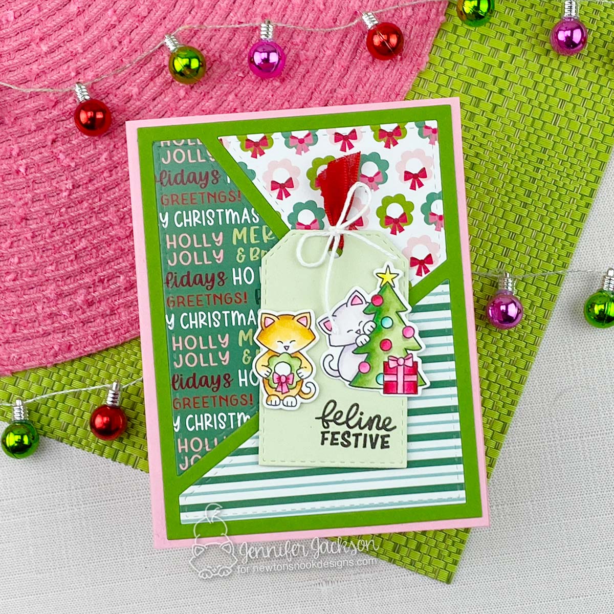 Newton's Nook Designs Christmas Time Cats Dies nn2510d01 wreath