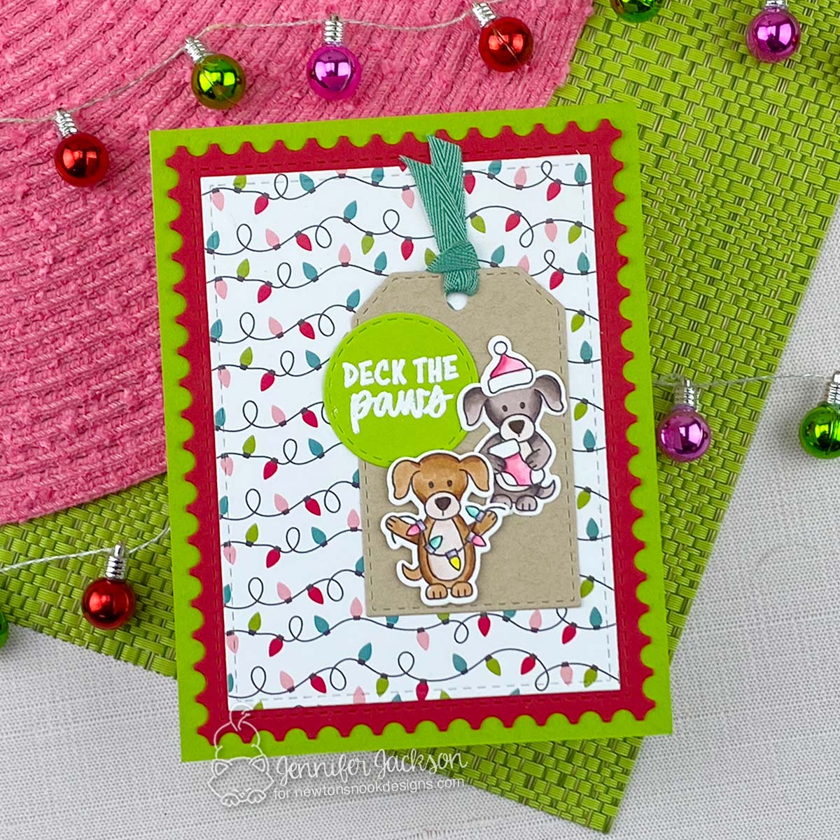 Newton's Nook Designs Christmas Time Dogs Clear Stamp and Die Set lights