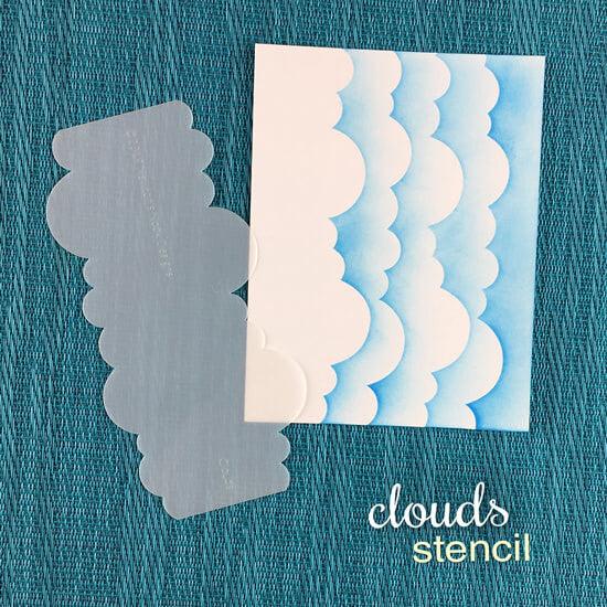 Newton's Nook Designs Clouds Stencil nn1907t05 example