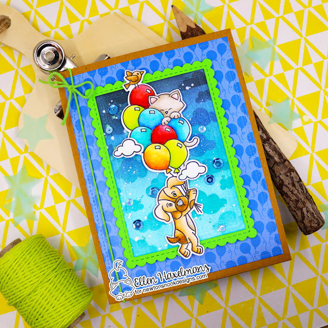 Newton's Nook Designs Cloudy Sky Stencil nn1802t01 balloons