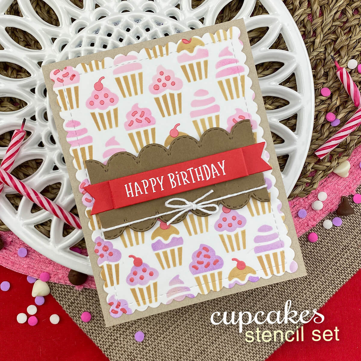 Newton's Nook Designs Cupcake Stencils nn2107t01 happy birthday