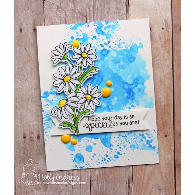 Newton's Nook Designs Dainty Daisies Clear Stamps nn1905s04 watercolor background