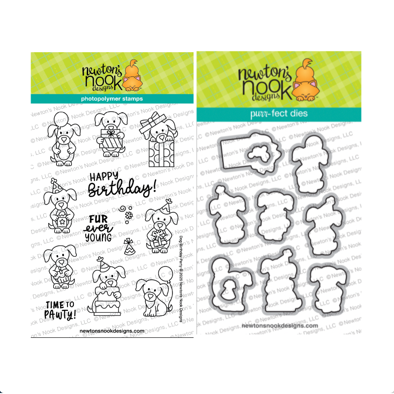 Newton's Nook Designs Dog Birthday Party Clear Stamp and Die Set 1