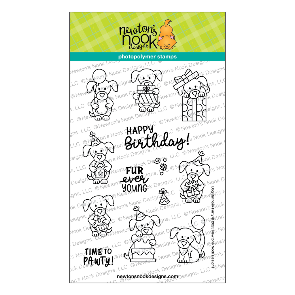 Newton's Nook Designs Dog Birthday Party Clear Stamp and Die Set image